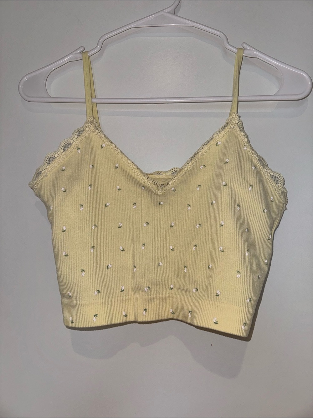Floral-Embroidered Yellow Crop Top